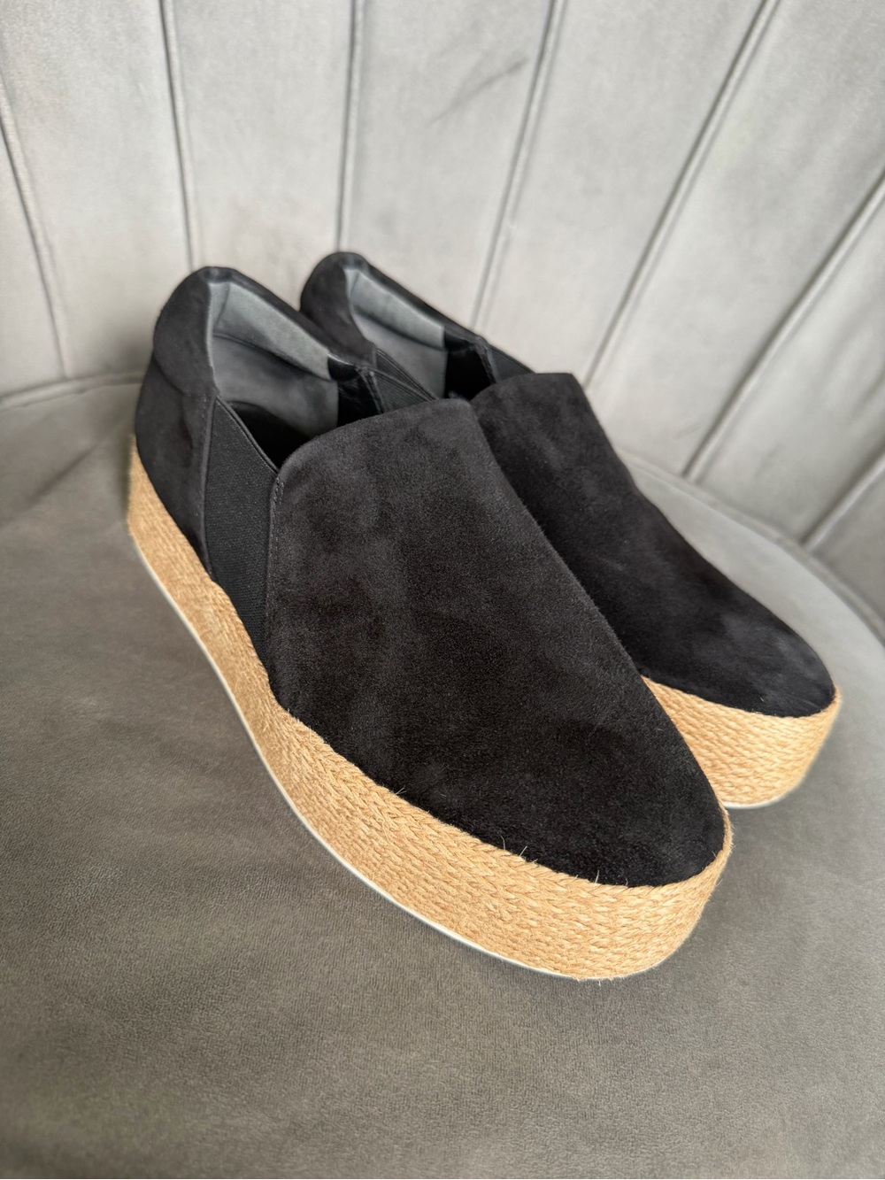 Vince Black Leather Slip-On Flat